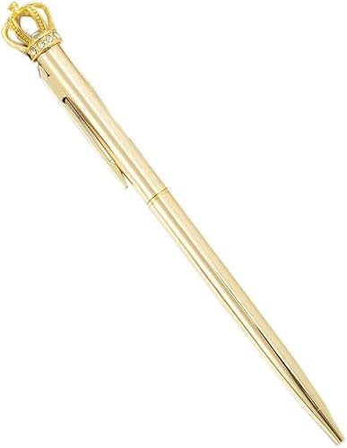 1 Pc Gold Crystal Crown Ballpoint Pen, Bling Diamond Writing Ink Pen, Metal Crown Charm Drawing Signature Pen Students Supplies (5.6 inch)