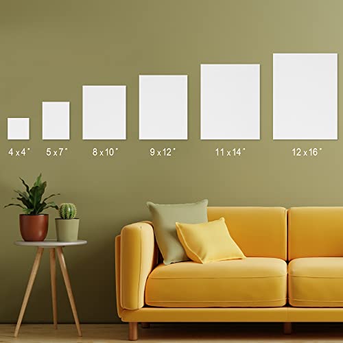 Phoenix 36 Pack Canvases For Painting - 4X4,5X7,8X10,9X12,11X14,12X16 Inch, 8 Oz Triple Primed 100% Cotton Flat Canvas Boards White Blank Canvas Panels Multi Size Bulk Pack For Acrylic & Oil Paints #TOP5