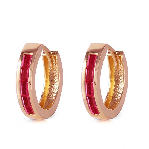 1.3 ct 14k Solid Rose Gold Hoop Huggie Earrings Princess Cut Ruby3