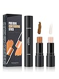 MIRORA Contour Stick, Concealer Contour, Shading Highlighter Stick for Makeup, 2 in 1 effect Face Cosmetics (2 Colors, Lvory, Dark Brown)