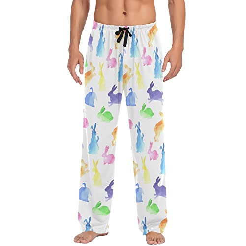 Lavender Flowers Pajama Pants Mens Lounge Pants Straight-Fit Men Pajama Bottoms with Pockets Drawstring