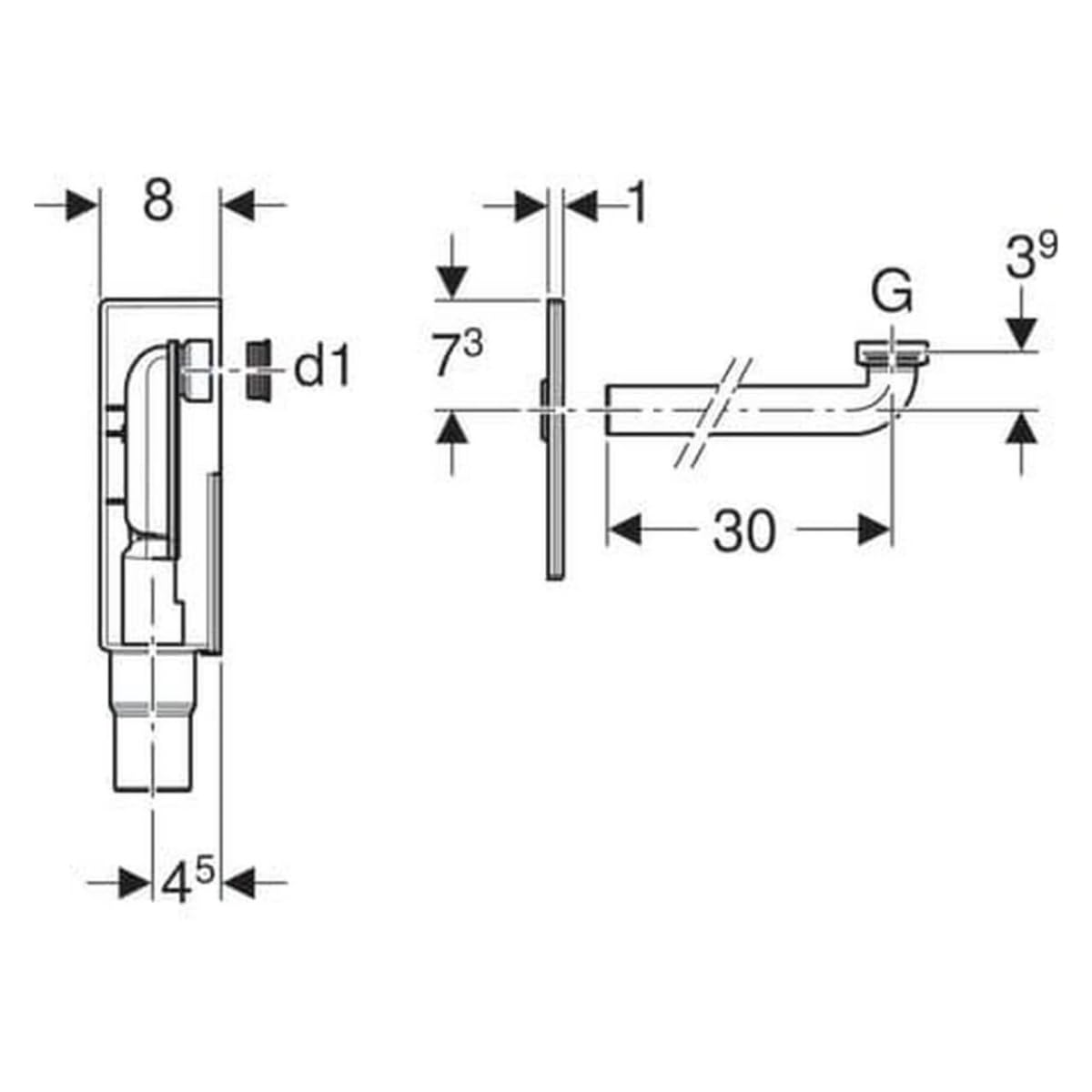 Geberit 151.120.11.1 Unterputz Siphon, für Waschbecken, Anschlussstück, weiß alpin