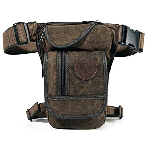D&B Sport Men's Canvas Hip Belt Bum Fanny Pack Waist Thigh Leg Drop Bag Tactical Military Riding Motorcycle Outdoor Bike Cycling Multi-Purpose Messenger Shoulder Bag