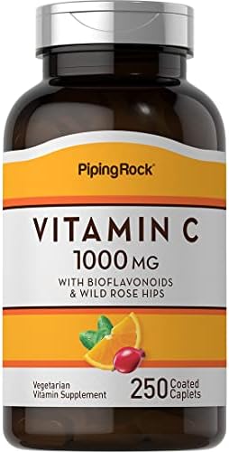 Piping Rock Vitamin C 1000mg | 250 Caplets | with Bioflavonoids & Rose Hips | Vegetarian, Non-GMO, Gluten Free Supplement