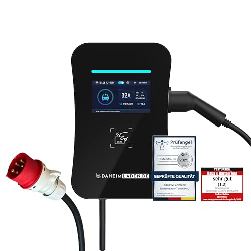 DAHEIM LADEN.DE Touch PRO Wallbox 11kW, mit 7.5m Ladekabel - mit 16A CEE Anschlusskabel - mit App, â€¦ – Miniatur