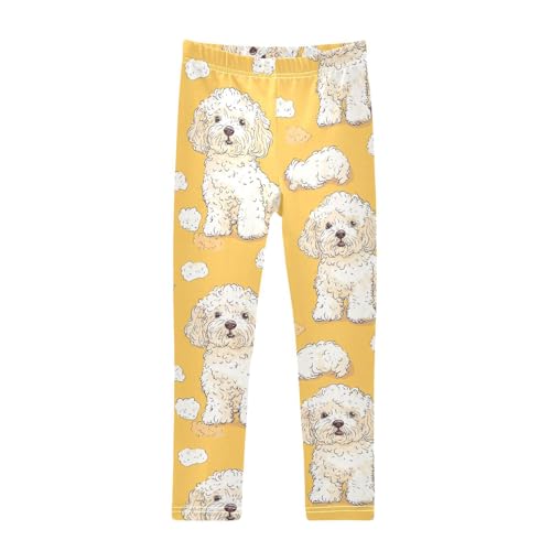 Hand Drawn Poodle Girls Leggings,Workout Leggings for Girls Toddler Athletic Legging Size for 3-10T