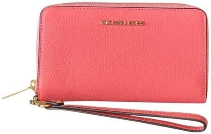 Michael Kors Jet Set Travel Large Flat Multifunction Phone Case Wristlet Pebble Leather