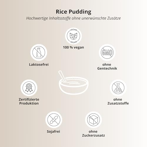 Nutri + Reis Pudding Pulver 1 kg ohne Zucker + Süßstoffe Neutral - Instant Rice Pudding 1000 g Natural - fettarm + cremig - der perfekte Snack