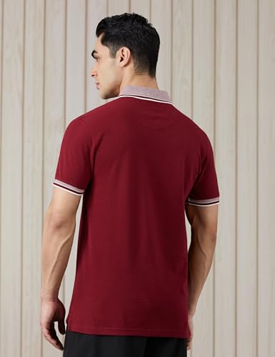 Image of Amazon Brand - Symbol Men's Cotton Rich Solid Zipper Polo Collar Tshirts | Half Sleeves | Plain-Regular Fit (Available in Plus Sizes)