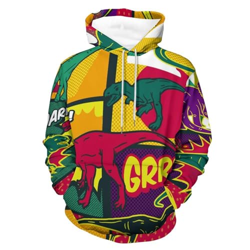 Hoodie dinosaure de couleur sweat à capuche manche longue pull homme femme UMENG