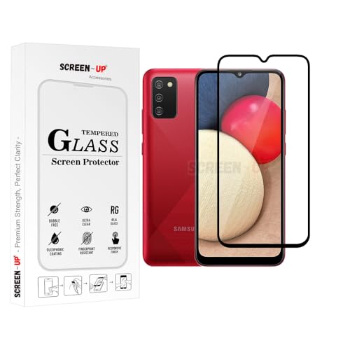 Image of ScreenUp Tempered Glass For Samsung Galaxy A02s - Ultra Clear, 9H Scratch Resistant, Full Coverage, Easy Install Screen Protector