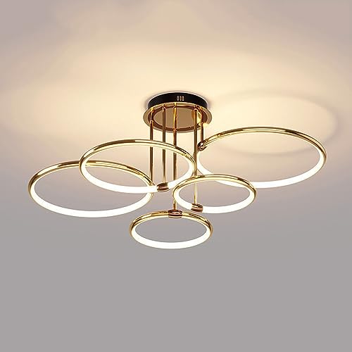 Luminaire salon moderne LED et lustre anneau de cuisine chic