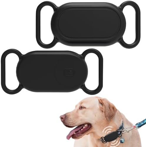 2PCS Silicone Case for Samsung Smart Tag 2 for Dog Collar, Protective Cover Sleeve Compatible with Samsung Smart Tag 2 Tracker, Item Finder Accessories, Devices Protector for Securing Holding Black