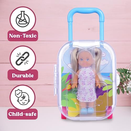 Image of Evi's Trolley Set| Soothing Floral Glow Evi| Vibrant Evi Inside Trolley| Joyful Pretend Play Set| Engaging & Travel-Friendly Set| Ideal Doll Set for Girls (Soothing Floral Glow Evi)