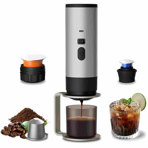 Image of 3-in-1 Single Serve Coffee Maker,Wireless Protable Coffee Machine Vacuum Pressured Available,Automatic Extraction and Real-time Heating Vacuum Coffee Maker for Travelling,Silver