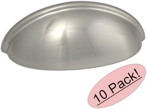 10 Pack - Cosmas 783SN Satin Nickel Cabinet Hardware Bin Cup Drawer Handle Pull - 3" Inch (76mm) Hole Centers