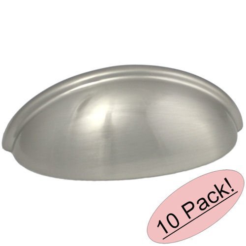 10 Pack - Cosmas 783Sn Satin Nickel Cabinet Hardware Bin Cup Drawer Handle Pull - 3" Inch (76Mm) Hole Centers #TOP1