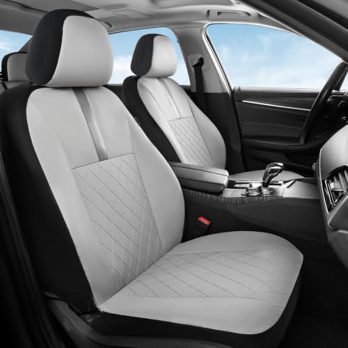 Image of Coverado Car Seat Covers Front Pair, Automotive Leather Seat Covers for Car,Universal Fit Front Back Seat Cover, Non-Slip Waterproof Breathable Car Seat Protector