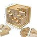 3D Wooden Brain Teaser Puzzle Cube Wooden Puzzles T-Shaped Jigsaw Logic Puzzle Game Puzzles Educational Toy for Kids and Adults (Natural)