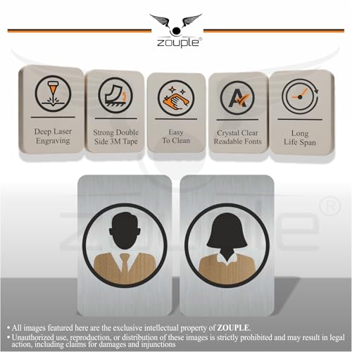 Image of MALE-FEMALE, HE-SHE, Washroom Sign, 6x4 Inch, Durable Steel, Self-Adhesive