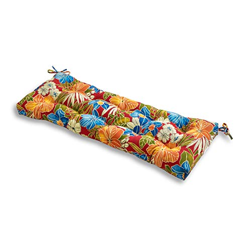 Image of South Pine Porch Outdoor 44x17-inch Swing /Bench Cushion, Aloha Red Floral
