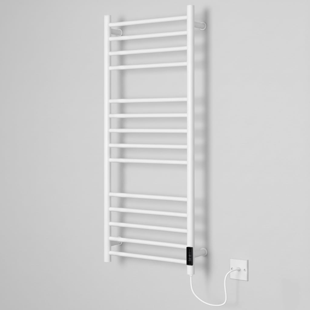 Manissa White Dry Electric Heated Stainless Steel Towel Rail 400 x 1000mm Energy Efficient