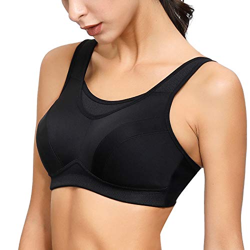 Deyllo Women’s Sports Bras High Impact Wireless Bra Full Coverage Plus Size Bra Non Padded Yoga Bras Gym Workout Bras (Black 34Ddd) #TOP1