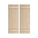 Ekena Millwork SHUBJS Three Board Joined Faux Wood Shutters, 22"W x 50"H, Sandblasted