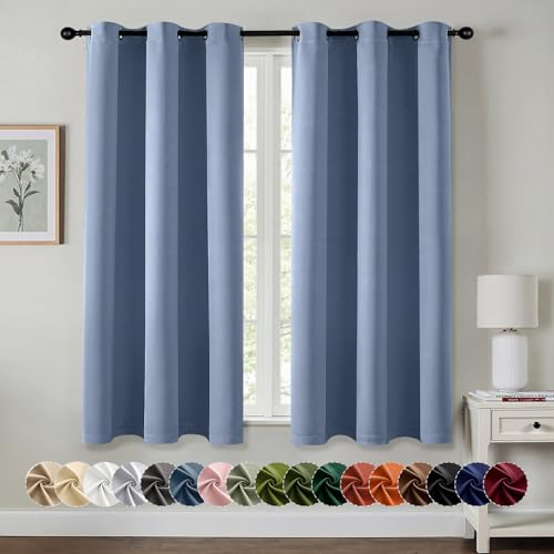 MIULEE Denim Blue Blackout Curtains for Bedroom Living Room 45