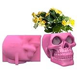 Fogun 3D Skull Flowerpot Epoxy Resin Mold Plant Pot Concrete Plaster Silicone Mould for Succulent Plant Decor