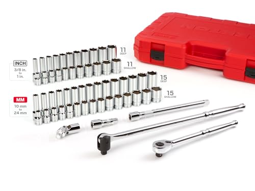Image of TEKTON 1 /2 Inch Drive 6-Point Socket Ratchet Set, 57-Piece | SKT25301
