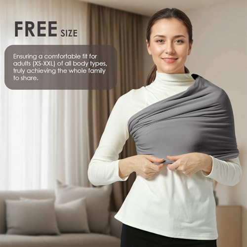 Image of Baby Wrap Carrier, Lightweight Baby Wearing Wraps for Newborn and Infant, Soft Swaddle Holder Carrier, Cozy Baby Sling 7-35 lbs Grey