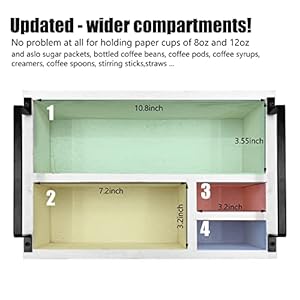 Coffee Station Organizer, Farmhouse Coffee Bar Accessories Organizer Basket for Countertop Office Coffee Station, Wooden Tray for Coffee Supplies and Essentials, Sugar, Syrup, Tea (Rustic White) Coffee Station Organizer Farmhouse Coffee Bar Accessories Organizer Basket for Countertop Office Coffee Station Wooden Tray for Coffee Supplies and Essentials Sugar Syrup Tea Rustic White