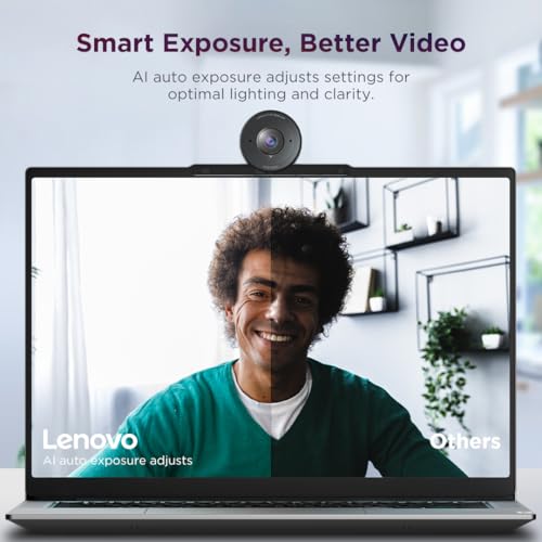 Image of Lenovo FHD Webcam, 1080p Resolution, 30 fps, Dual Noise-Cancelling Microphones, AI Noise Cancellation and Enhanced Image Quality, Physical Privacy Shutter, Microsoft Terms Certified, Black