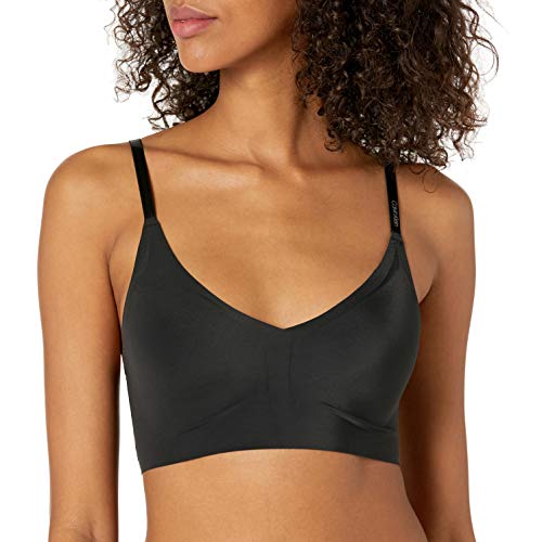 Calvin Klein Women's Invisibles Wirefree Lightly Lined Triangle Bralette, black, M