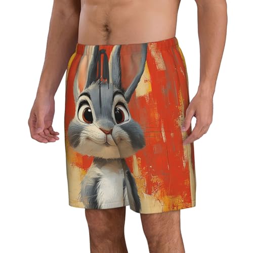 Men's Swim Trunks Quick Dry Beach Board Shorts Bathing Suits - Cartoon Bunny Vintage2