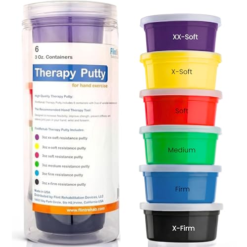 Image of FlintRehab Quality Therapy Putty for Kids & Adults (6 Pack, 3-Oz Each) Thera Putty for Hand Therapy & Fidgeting | Exercise Hand Putty for Hand Strength | Helps Relieve Stress & Anxiety