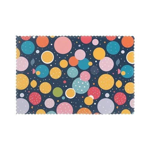 WHJSHOP Lot de 6 sets de table ronds à pois résistants à l'huile, à la chaleur et durables, 30,5 x 45,7 cm