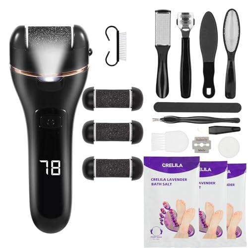 Electric Foot Callus Remover &Lavender Foot Soak Salts Set,Foot Care & Callus Remover Pedicure Set Includes 17 in 1 Foot Care Tools,Foot File for Dead Skin,Professional Pedicure Tools