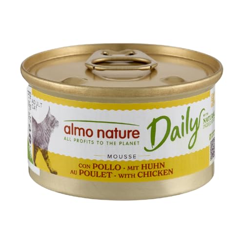 Almo Nature Daily- Nassfutter für Erwachsene Katzen- Mousse- Huhn- 85 g, Packung mit 24