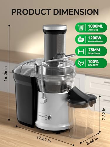 Chopjoy Juicer, 1200W Juicer Machine With 3 Inch Feed Chute For Whole Fruits And Vegs, Dual Speeds Centrifugal Juice Extractor, High Juice Yield, Full Copper Motor, Easy To Clean thumb #6