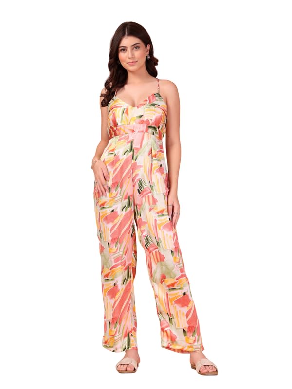 cukoo Premium Women?s Abstract Print Satin Jumpsuit with Sleeveless Design and Adjustable Shoulder Straps for Casual Outings, Vacations, and Parties-picture-57