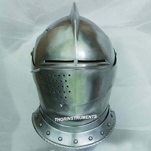 THOR INSTRUMENTS Medieval Knight Tournament Close Armor Helmet Replica Halloween Role Play Gift for LARP, Cosplay, Renaissance Fairs, Halloween, Historical Reenactment by THOR INSTRUMENTS - Used condition - Image 4