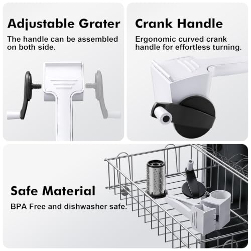 Image of GDL Cheese Grater Handheld, Parmesan Cheese Grater, Stainless Steel Blade | No BPA, Stainless Steel Etched Blade, Dishwasher Safe, Ergonomic, Hard & Soft Cheese, Multi-Purpose, Detachable, Ambidextrous