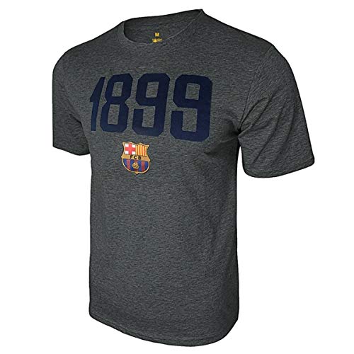 Icon Sports Youth FC Barcelona 1899 Short Sleeve Logo T-Shirt (Medium) Heather Grey