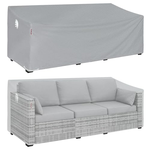Turtle Life Funda para sofá de jardín, resistente al agua, para sofá de jardín de 3 a 4 plazas, funda para sofá de jardín, no se desvanece en 2 años, gris, 236 x 102 x 89 cm