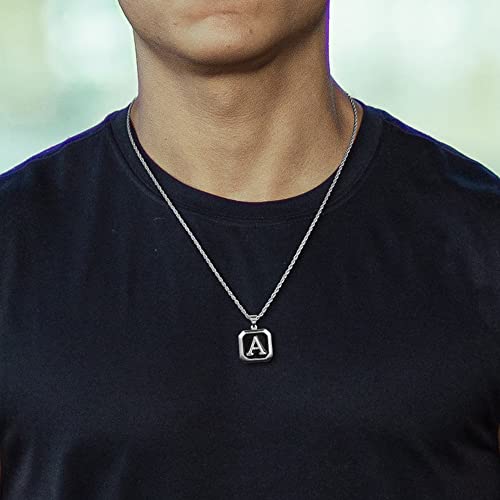 Rope Chain Initial Necklaces For Men, Silver Plated Mens Chain Initial Necklace Letter Pendant Initial R Necklace For Men Women Silver Chain Initial Necklaces For Men Simple Mens Jewelry Gifts #TOP4