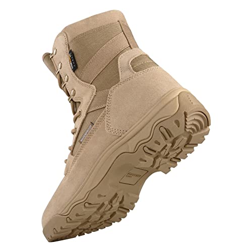 Free Soldier Men's Tactical Boots 8 Inches Lightweight Combat Boots Durable Suede Leather Military Work Boots Desert Boots(Tan-Waterproof,10.5W) #TOP3