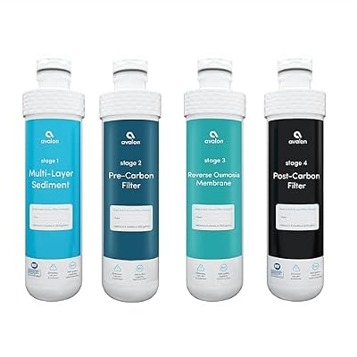 Avalon Genuine 4 Stage Reverse Osmosis Replacement Filters for Avalon Branded Bottleless RO Water Coolers, Patended,4 Count (Pack of 1), White