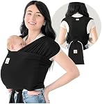 KeaBabies Baby Wrap Carrier Ring Sling - Easy To Wear, Adjustable D-Lite Baby Carrier Newborn to Toddler, Infant Carrying Shirt, Hands Free Bonding, Breathable Fabric Wearing Wrap (Trendy Black)